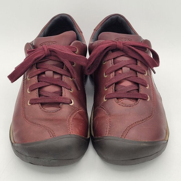 Keen Presidio II Women's 9.5 Red Burgundy Leather Shoes Casual Lace Up Walking - Picture 2 of 14